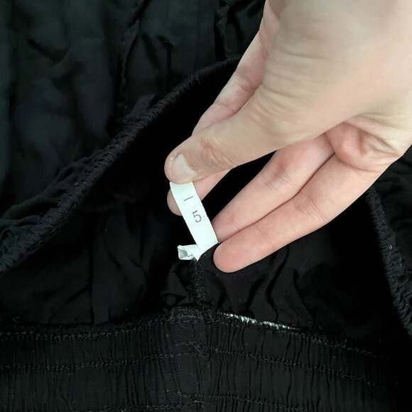 Flowy long black wide leg trouser pants classy comfortable lightweight cotton - Picture 3 of 4